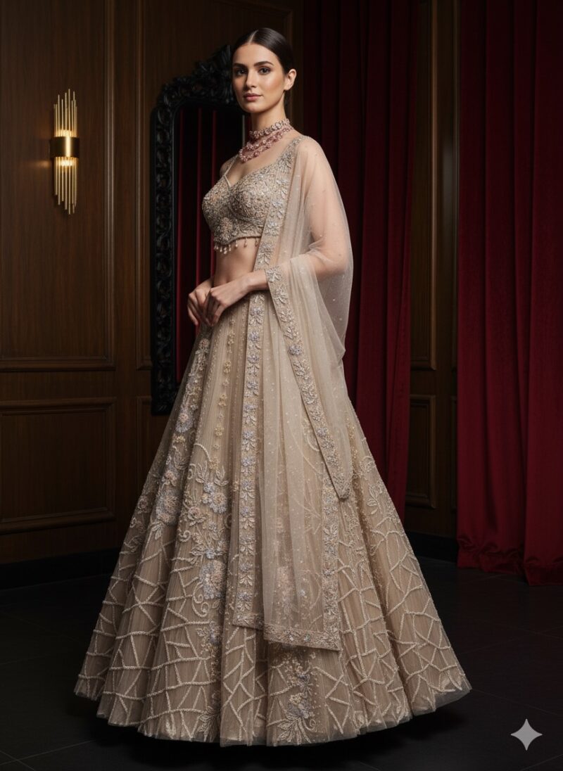 Graceful Ivory Embellished Lehenga Set