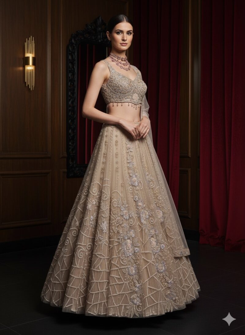 Graceful Ivory Embellished Lehenga Set