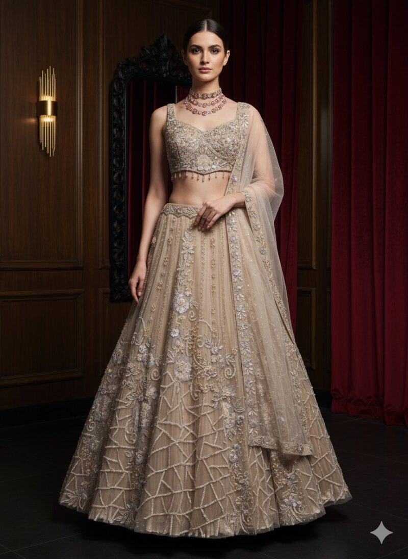 Graceful Ivory Embellished Lehenga Set