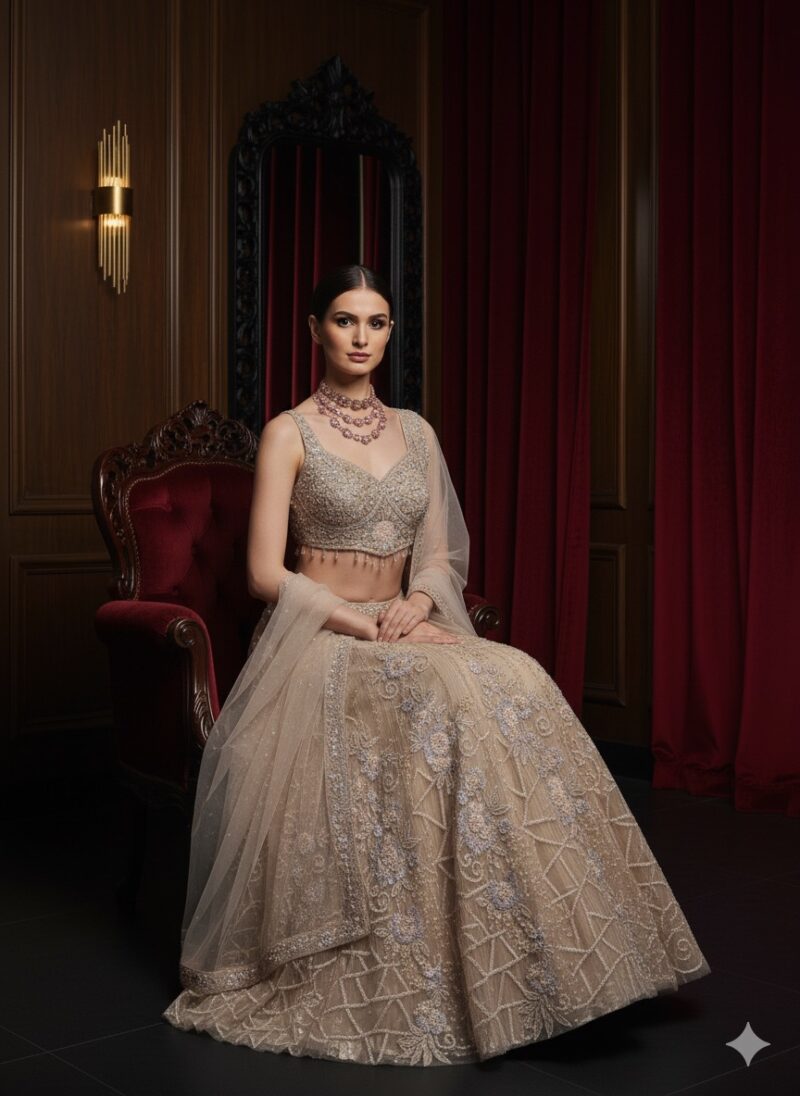 Graceful Ivory Embellished Lehenga Set