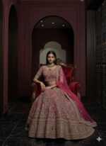 Rose Pink Heavy Embroidered Bridal Lehenga