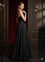 Black Flowing Layered Gown