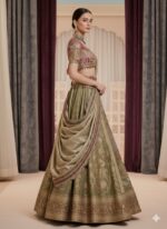 Intricately Embroidered Sage Green Lehenga