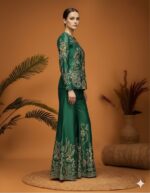 Emerald Green Embroidered Jacket Set