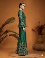 Emerald Green Embroidered Jacket Set