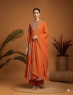 Sunlit Orange Embroidered Anarkali Ensemble