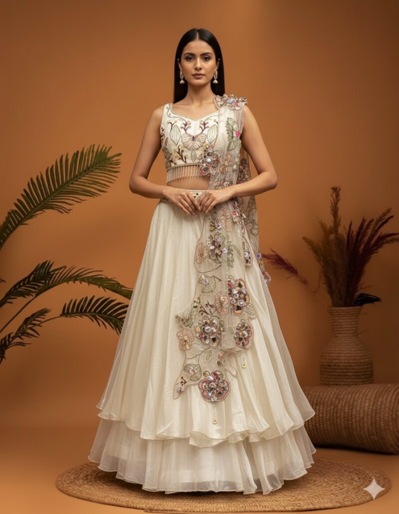 Pearl Petal Ivory Lehenga Ensemble