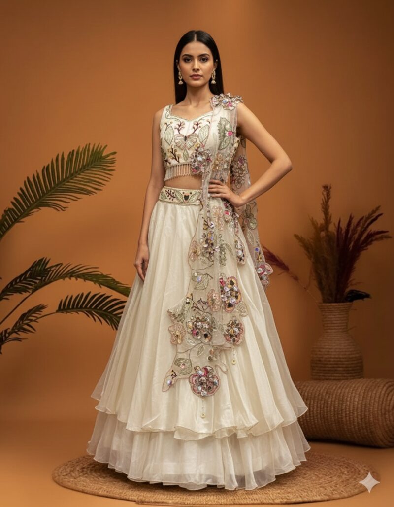 Pearl Petal Ivory Lehenga Ensemble