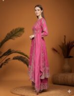 Radiant Fuchsia Anarkali with Gold Zari Work
