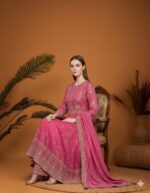 Radiant Fuchsia Anarkali with Gold Zari Work