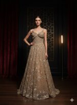 Golden Ember Floral Embellished Gown