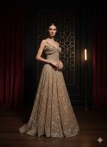 Golden Ember Floral Embellished Gown