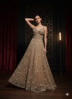 Golden Ember Floral Embellished Gown