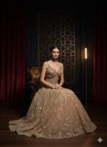 Golden Ember Floral Embellished Gown