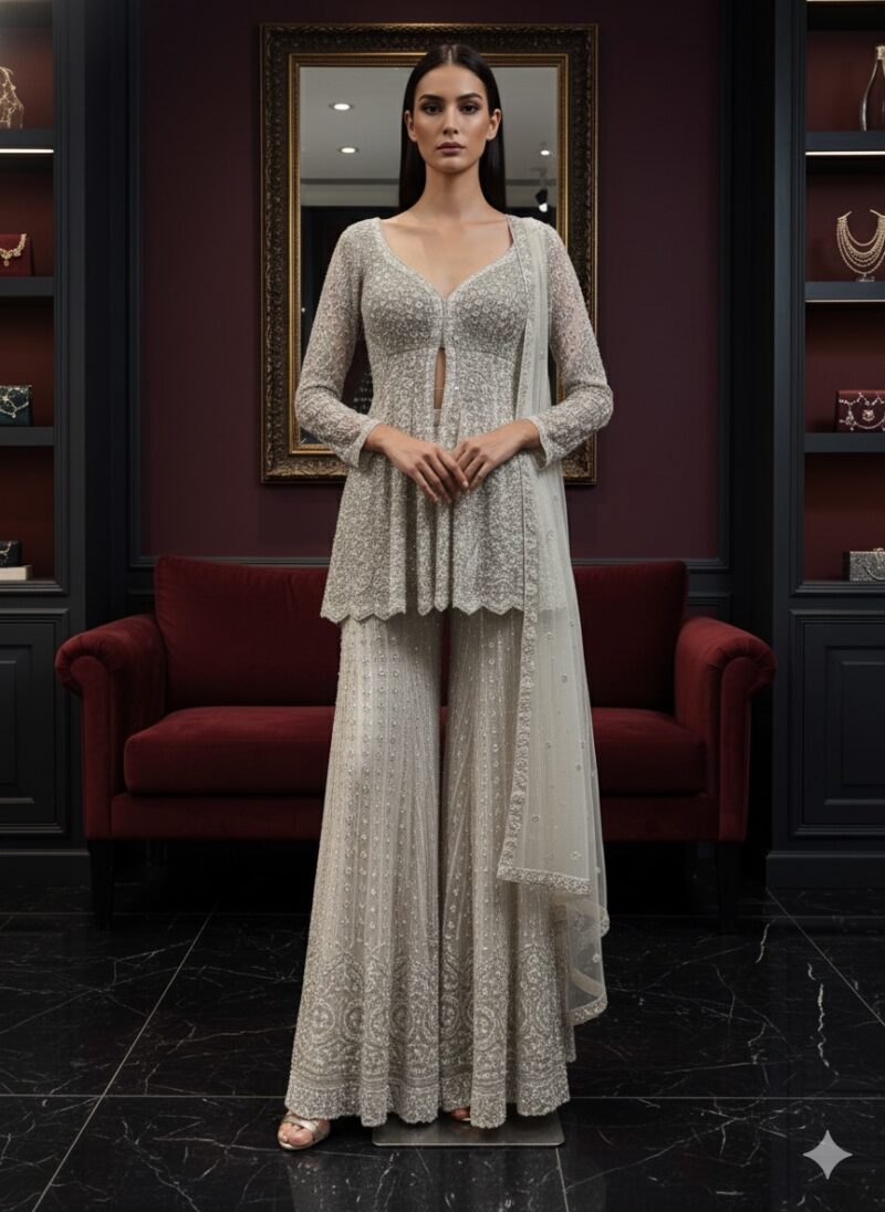 Frosted Pearl Sharara Suit