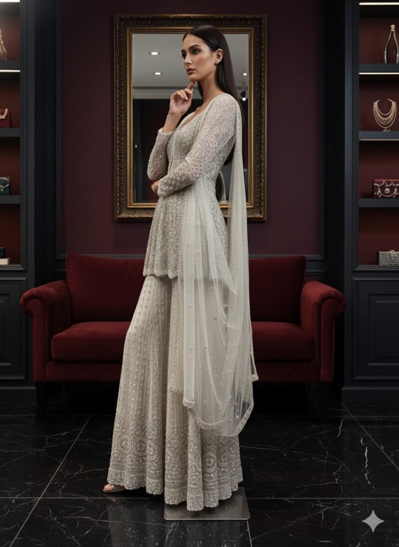 Frosted Pearl Sharara Suit