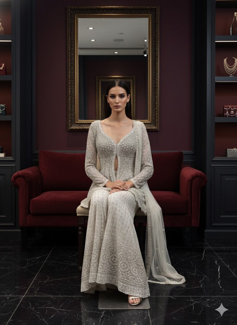 Frosted Pearl Sharara Suit