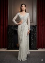 Celestial Glow Ivory Drape Saree