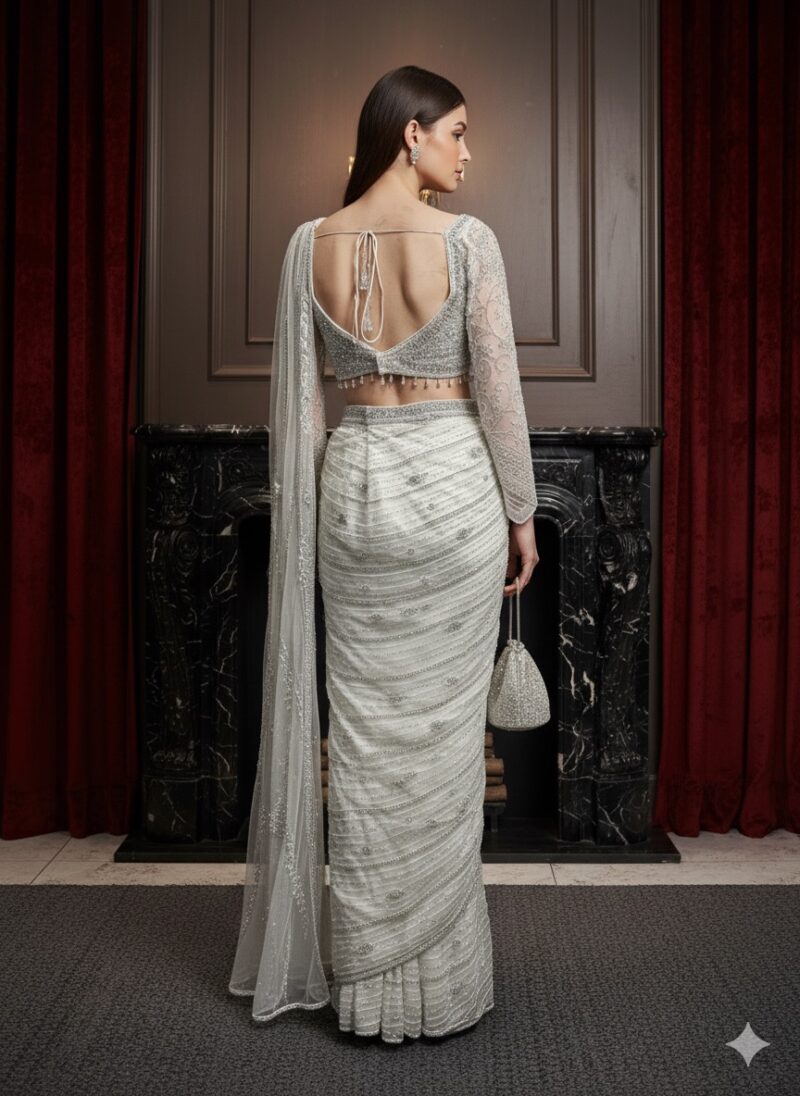 Celestial Glow Ivory Drape Saree