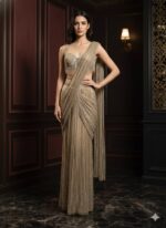 Golden Drape Elegance Indo Western Saree