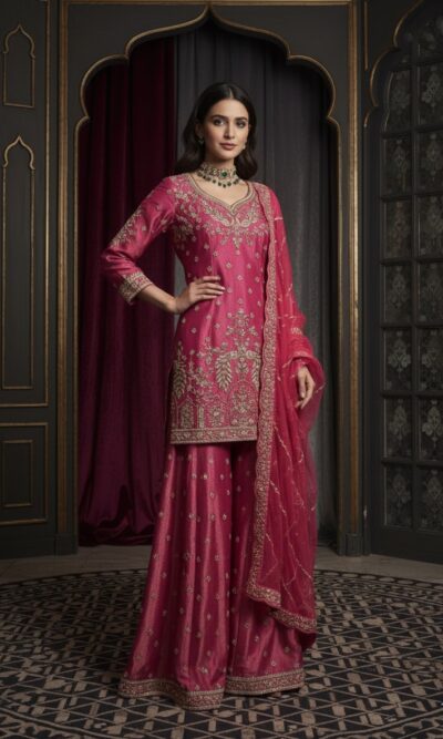 Royal Rose Zari Sharara Set