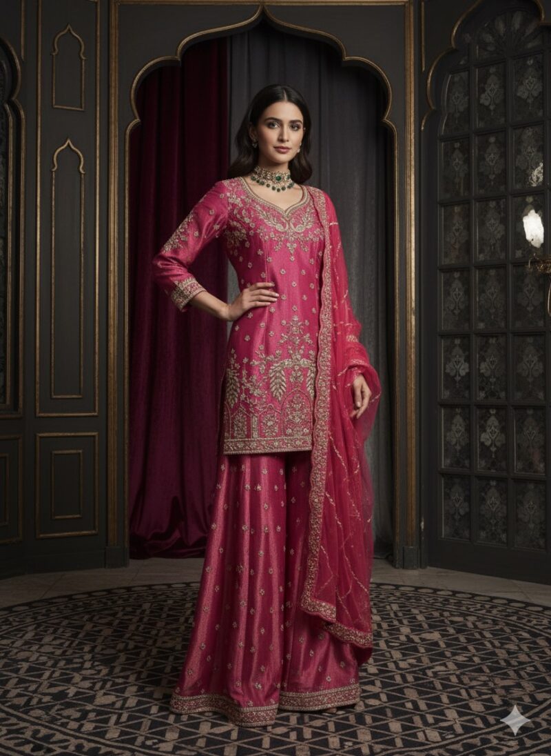 Royal Rose Zari Sharara Set