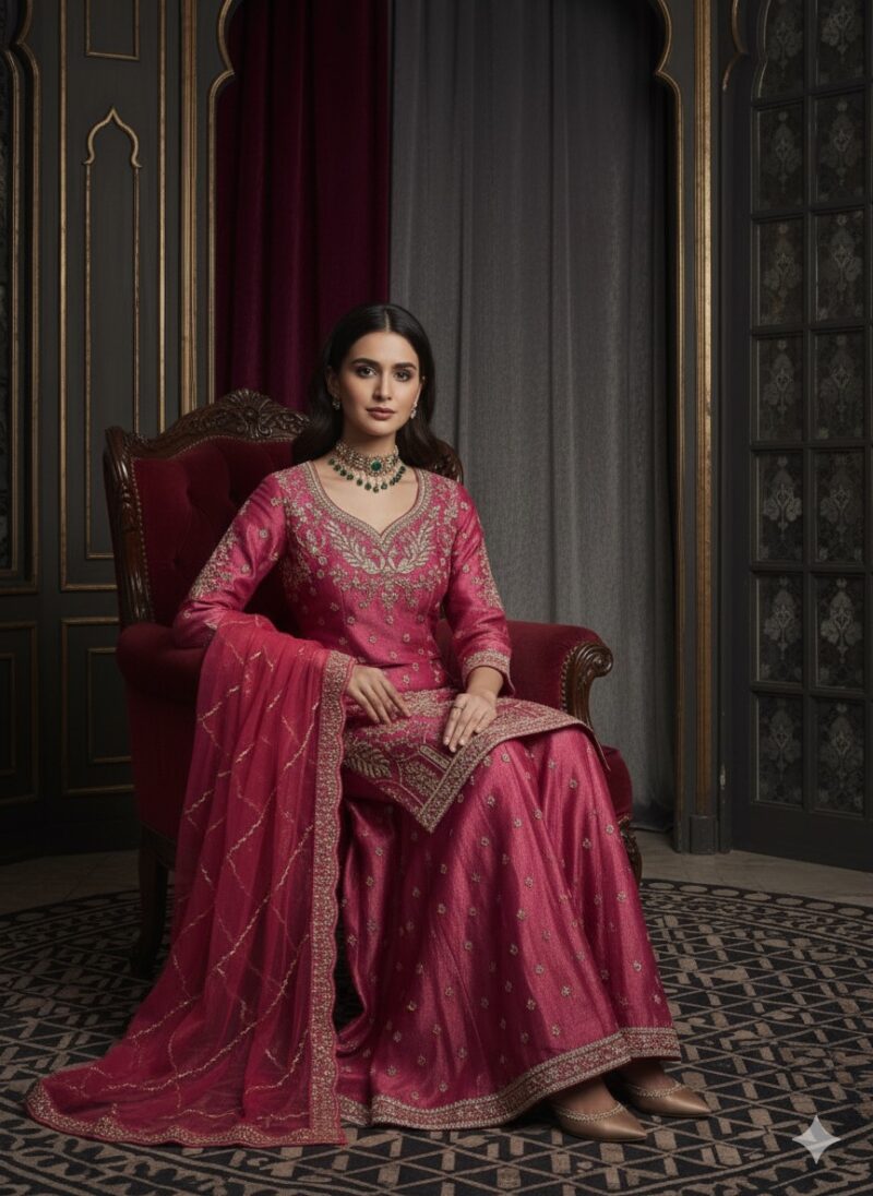 Royal Rose Zari Sharara Set