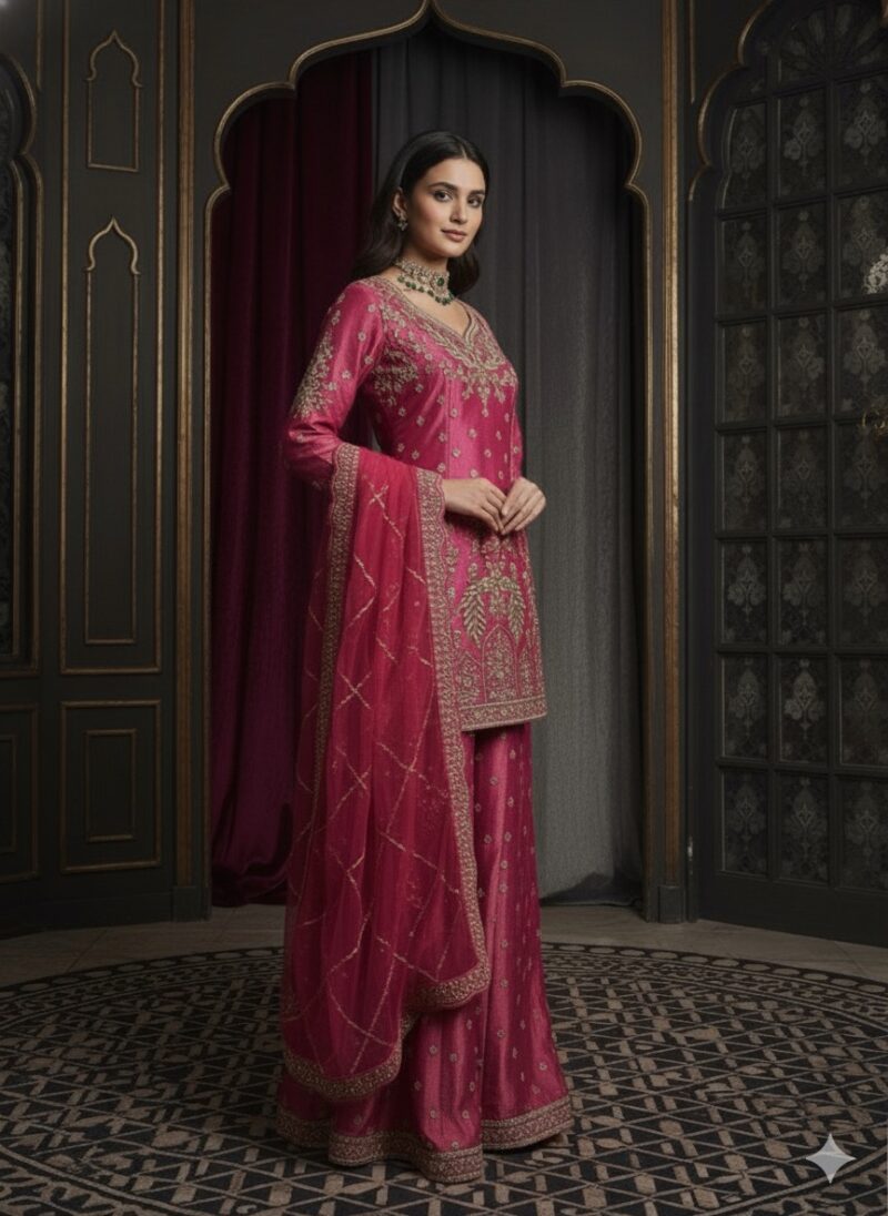 Royal Rose Zari Sharara Set