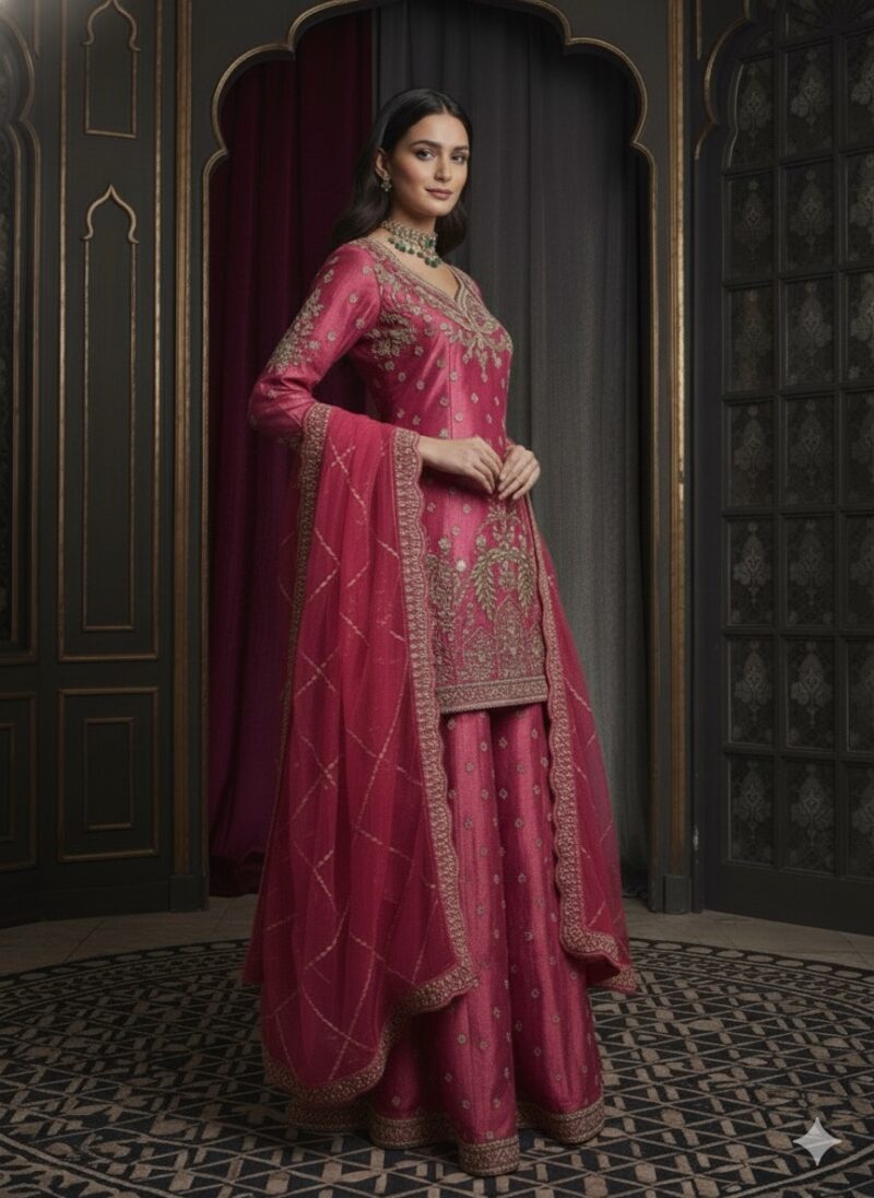 Royal Rose Zari Sharara Set