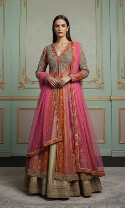 Royal Rust Pink Anarkali