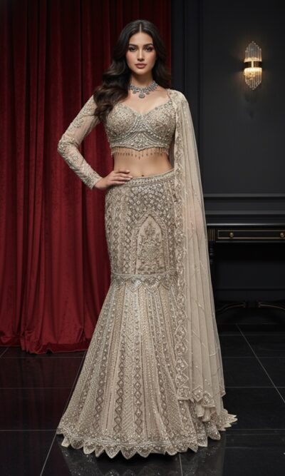 Champagne Gold Mermaid Lehenga