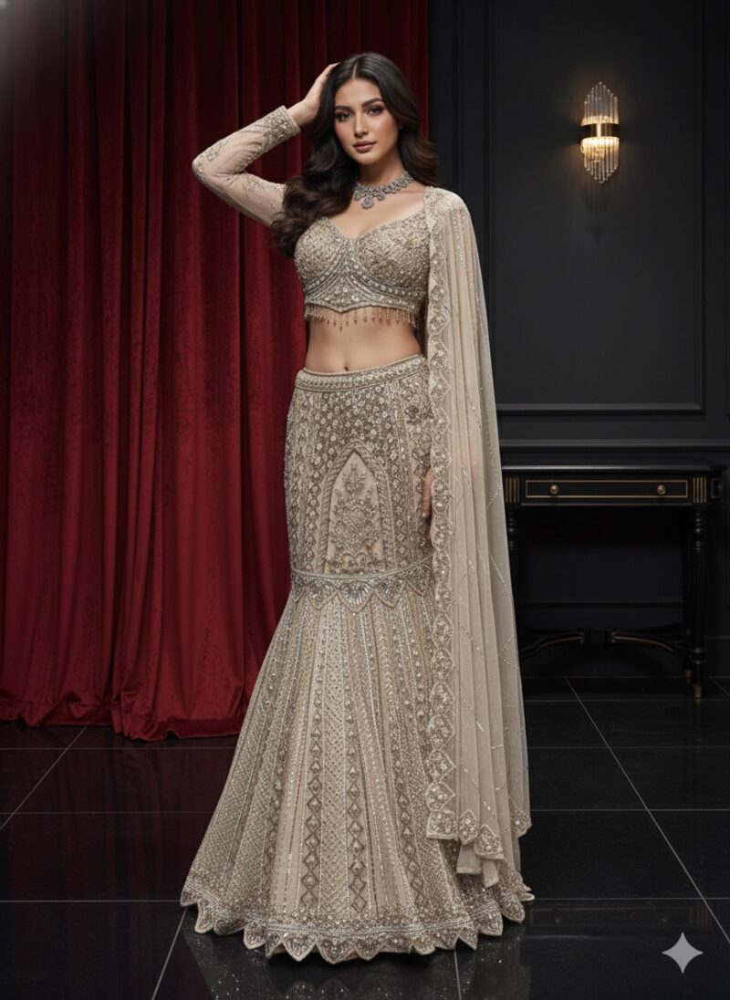 Champagne Gold Mermaid Lehenga