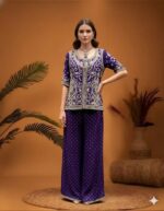 Royal Purple Embroidered Palazzo Set