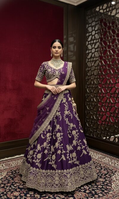 Royal Purple Zardozi Lehenga Set