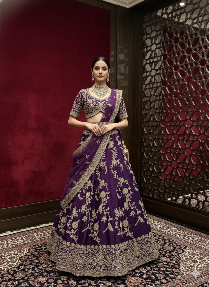 Royal Purple Zardozi Lehenga Set