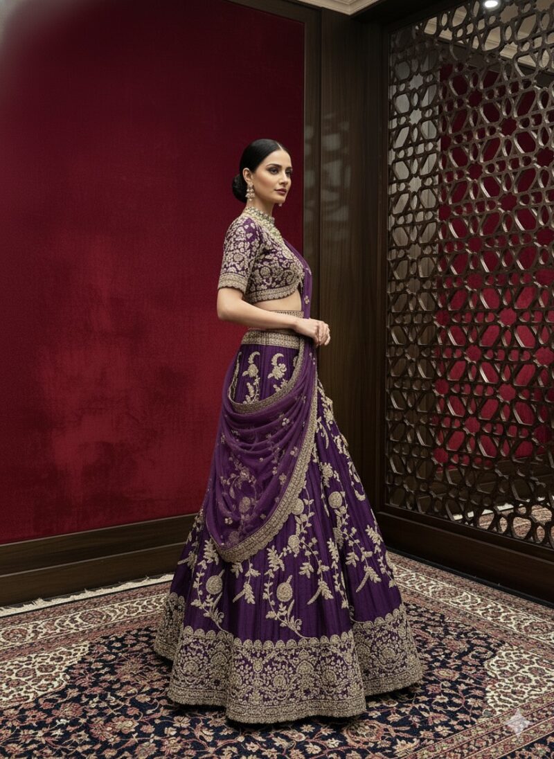 Royal Purple Zardozi Lehenga Set