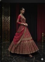 Ornate Ruby Embroidered Lehenga Suit