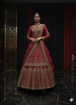 Ornate Ruby Embroidered Lehenga Suit