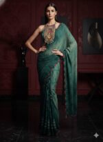 Contemporary Green Geometric Printed Saree
