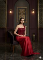 The Ruby Mosaic Corset Draped Saree