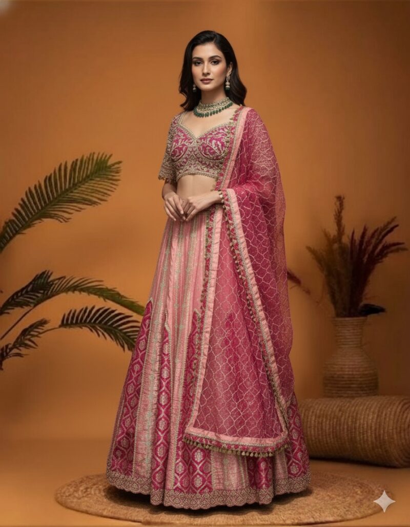 Deep Magenta Brocade Lehenga