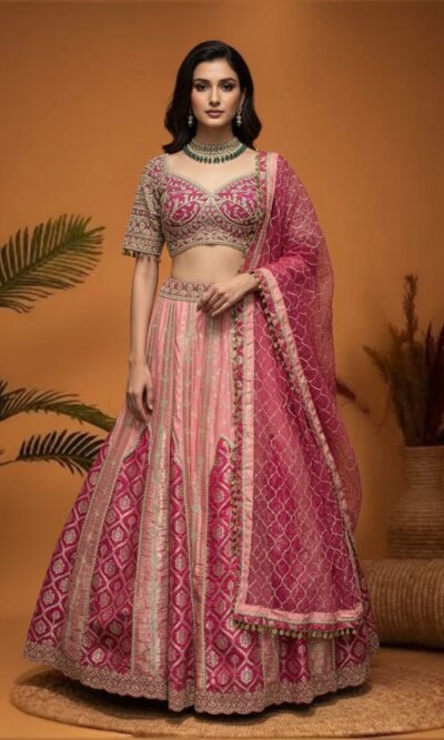 Deep Magenta Brocade Lehenga