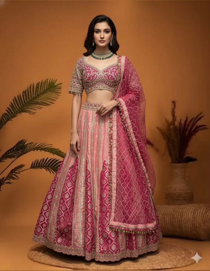 Deep Magenta Brocade Lehenga