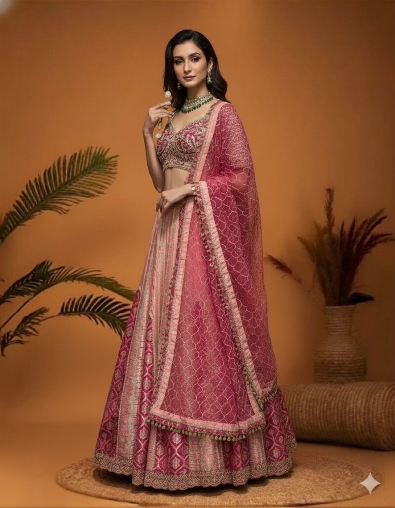 Deep Magenta Brocade Lehenga