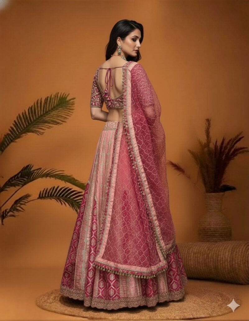 Deep Magenta Brocade Lehenga