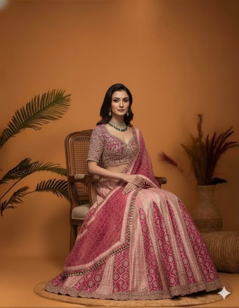 Deep Magenta Brocade Lehenga