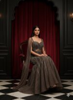 Charcoal Crystal Cape Gown