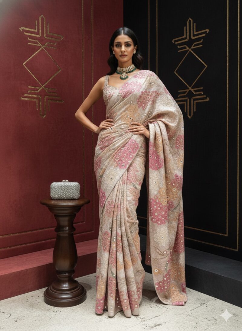 The Rose Petal Mirror Saree