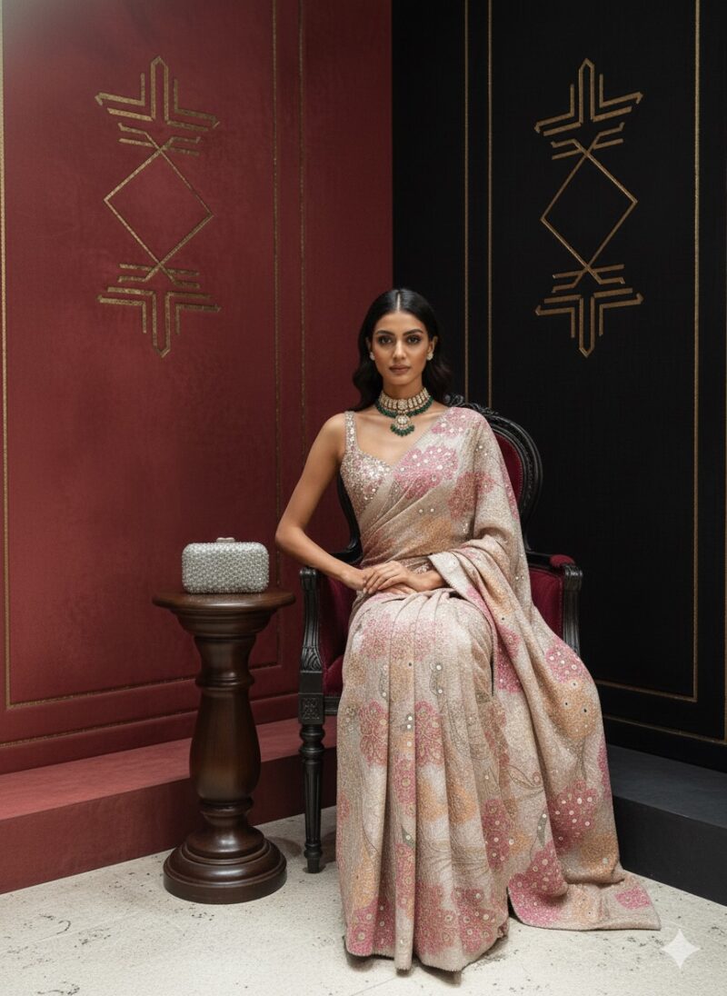 The Rose Petal Mirror Saree