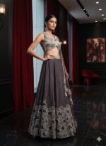 Graphite Floral Embroidered Lehenga